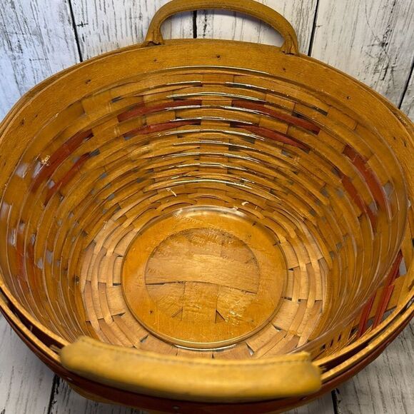 Longaberger Christmas Collection 1999 Edition Popcorn Basket & Protector RED - Picture 6 of 7